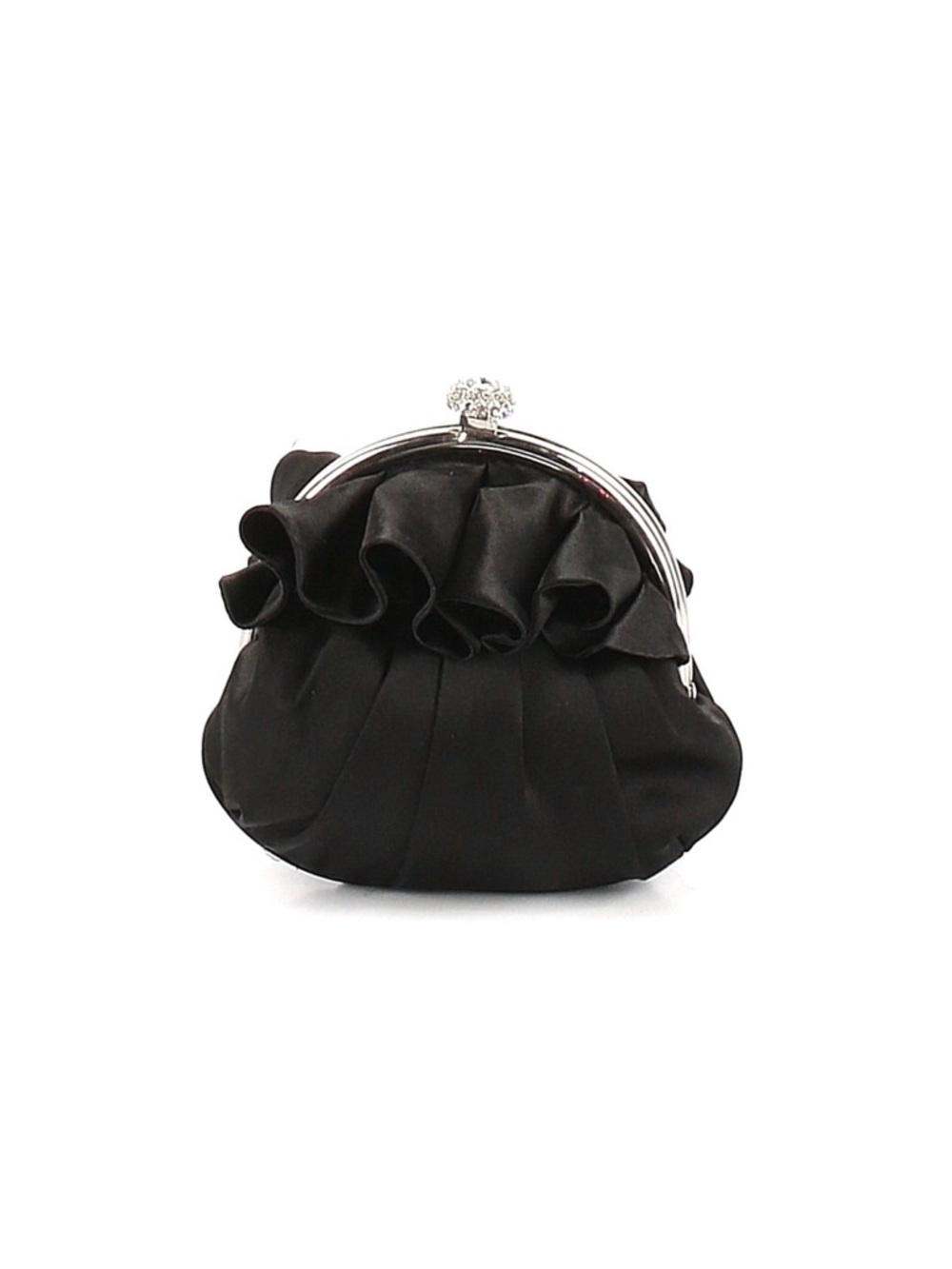 Elegant Black Ruffle Evening Clutch - Unbranded